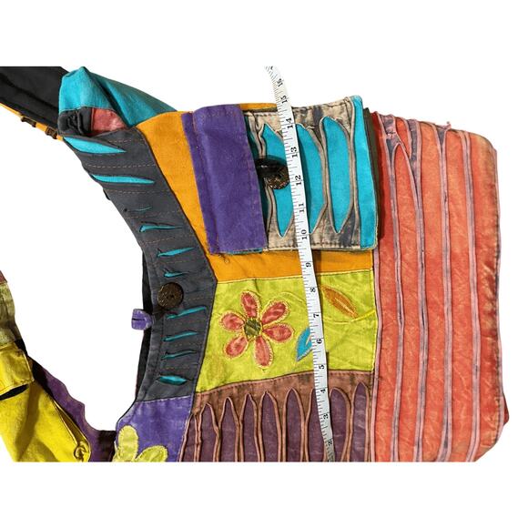 Patchwork Razor Cut Hippie Bohemian Earthtone Shoulder Sling Free Spirit Western - Picture 7 of 7